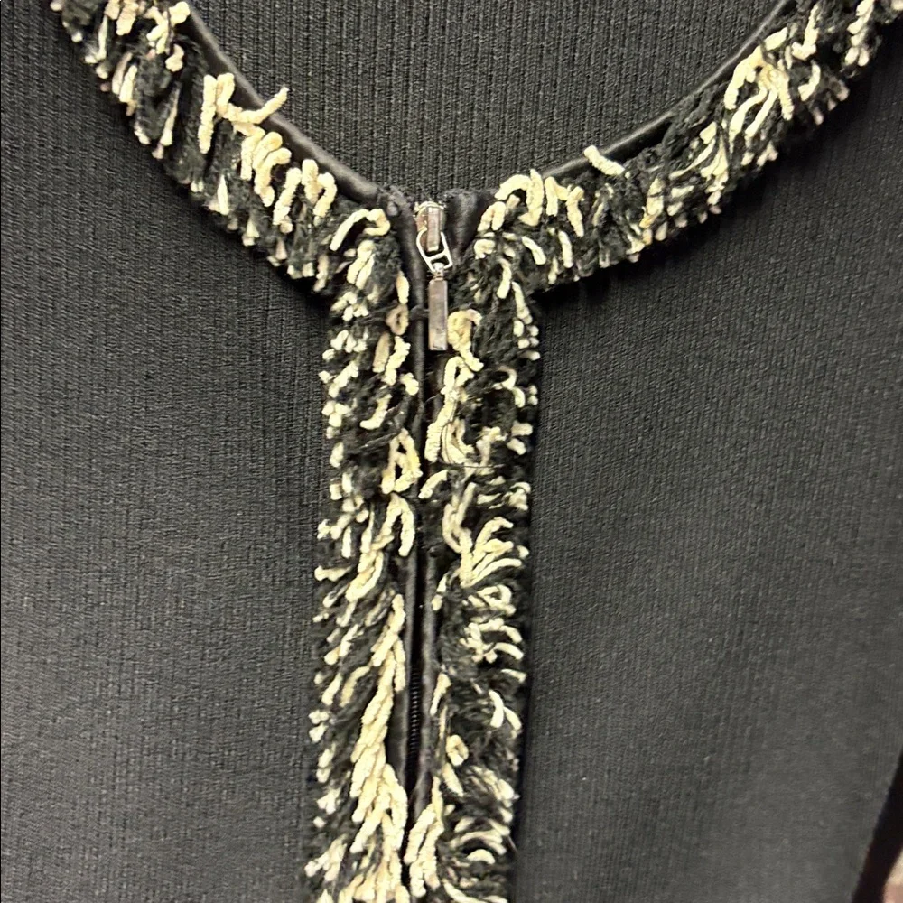 Cache brand - Woman sweater zip up with stretch fringe trim cardigan size L - Picture 3 of 10